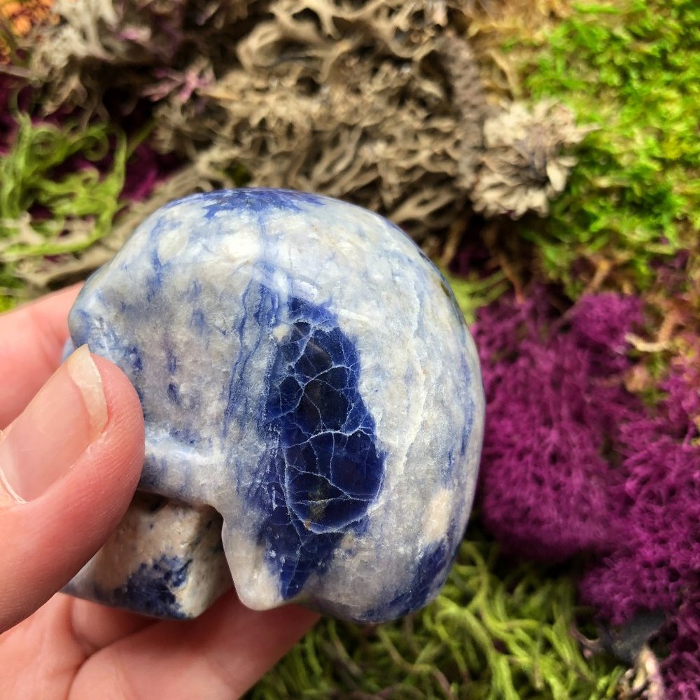 Sodalite Skull blue and white crystal skull - Picture 6 of 12